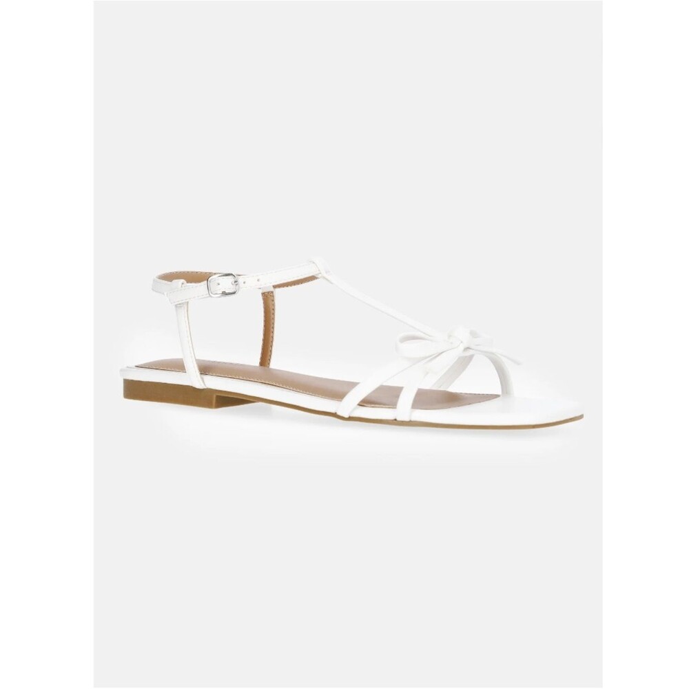 Free Assembly Flat White Strappy Sandals with Bow Size 7 NWT Cottagecore